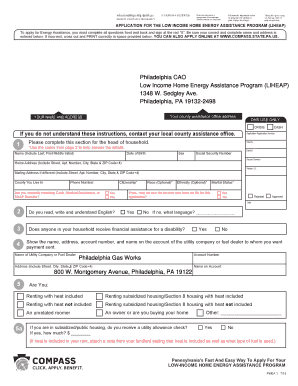 Pennsylvania Low Income Home Energy Assistance Program Application