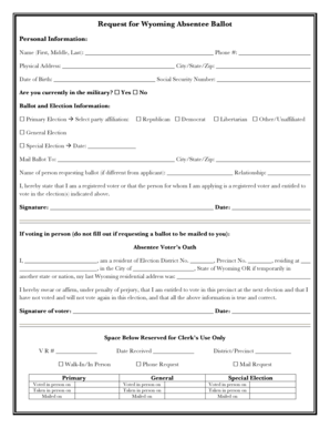 Wyoming Absentee Ballot Request Form