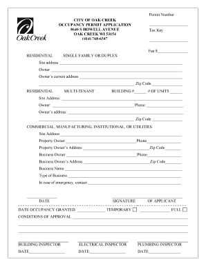 Occupancy Permit Application
