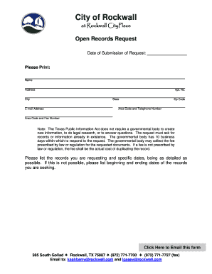 Texas Open Records Request Form