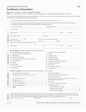 Minnesota Certificate of Exemption