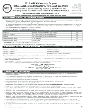 2010 WARMAdvantage Program Rebate Application