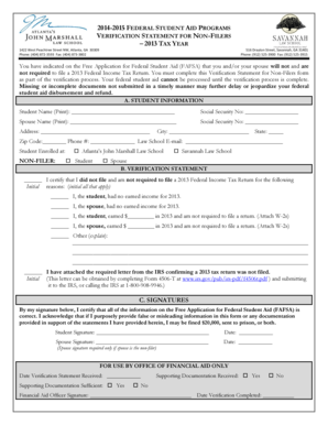 Verification Statement for Non-Filers