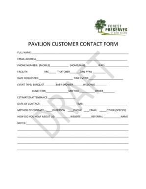 Pavilion Customer Contact Form