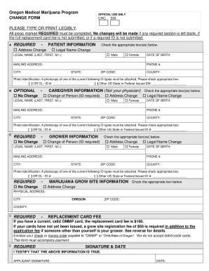 Oregon Medical Marijuana Program Change Form