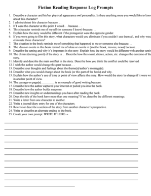 Fiction Reading Response Log