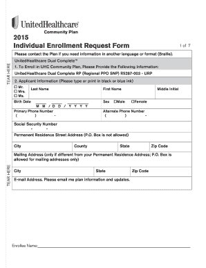 UnitedHealthcare Dual Complete Enrollment Form