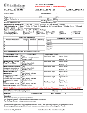 Discharge Summary Form