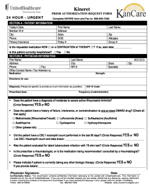 Kineret Prior Authorization Request Form