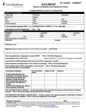 DALIRESP Prior Authorization Request Form