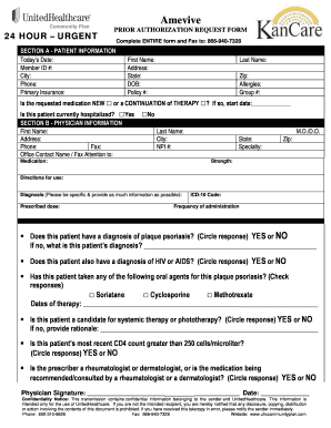 Amevive Prior Authorization Request Form