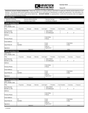 Business Account Application Form