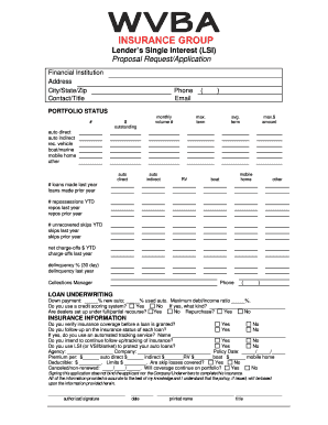 Lender’s Single Interest Proposal Request/Application