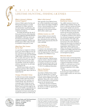 Arizona Lifetime Hunting and Fishing License Application