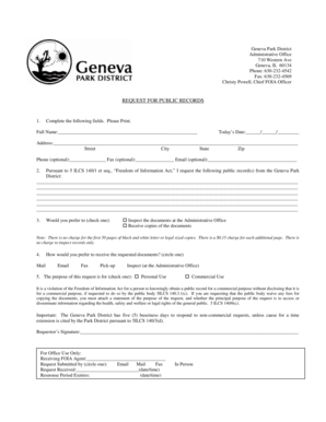 Illinois Freedom of Information Act Request Form