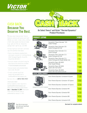 Victor Technologies Cash Back Rebate Form