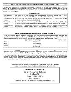 Florida Property Tax Installment Payment Application