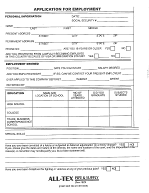 Employment Application Form