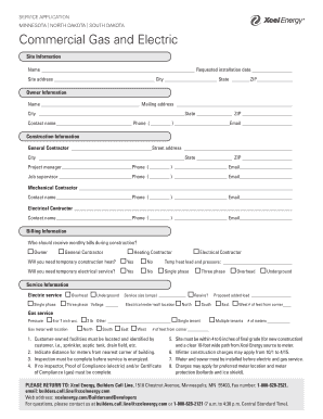 Commercial Gas and Electric Service Application