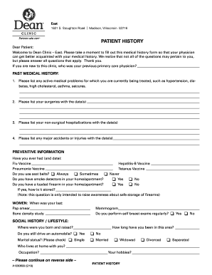 Patient Medical History Form