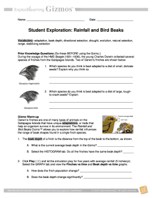 Student Exploration: Rainfall and Bird Beaks