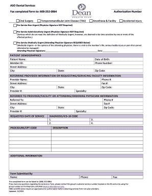 ASO Dental Services Authorization Form