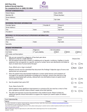Epidural Steroid Injection Authorization Form