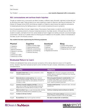 Concussion Recovery Accommodation Plan