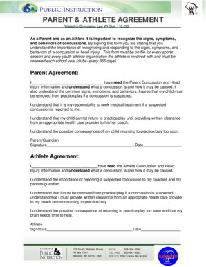 Parent & Athlete Concussion Agreement