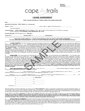 Cape Trails Lease Agreement