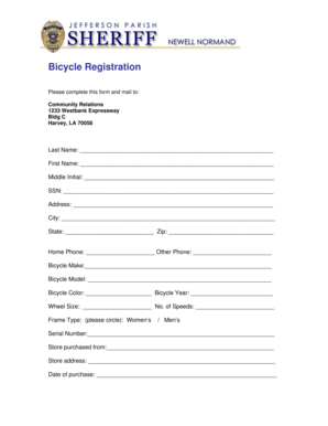 Bicycle Registration Form