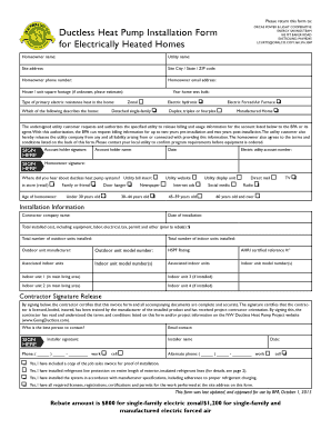 Ductless Heat Pump Installation Form
