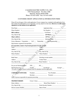Customer Credit Application Form
