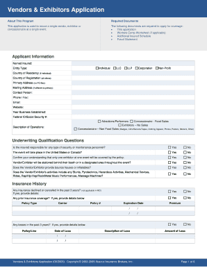 Vendors & Exhibitors Application