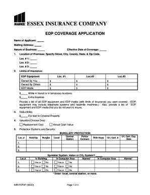 Essex Insurance EDP Coverage Application
