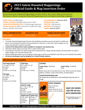 2015 Salem Haunted Happenings Official Guide Insertion Order