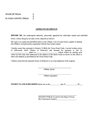 Texas Affidavit of Service