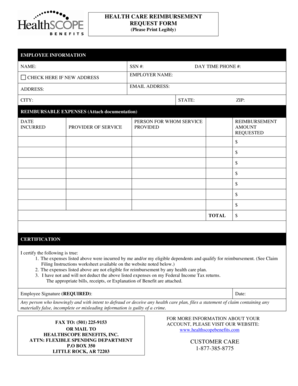 Health Care Reimbursement Request Form