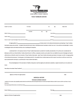 Texas Tumblers Waiver