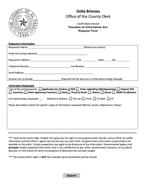 Freedom of Information Act Request Form