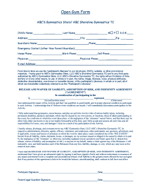 Gymnastics Waiver and Release Form