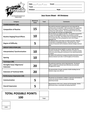 Jazz Score Sheet Evaluation Form