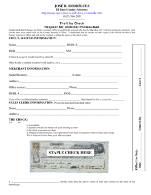 Theft by Check Affidavit