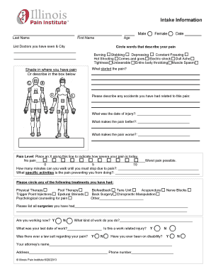 Pain Management Intake Form