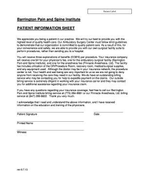 Patient Information Sheet