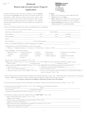 Louisiana Breast and Cervical Cancer Program Application