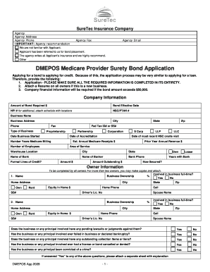 DMEPOS Medicare Provider Surety Bond Application