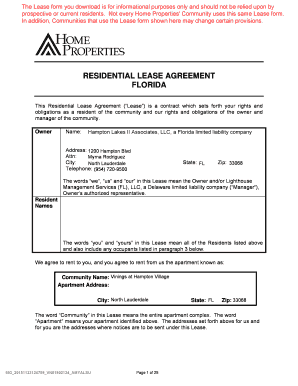 Florida Residential Lease Agreement