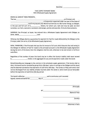 Fuel Supply Payment Bond