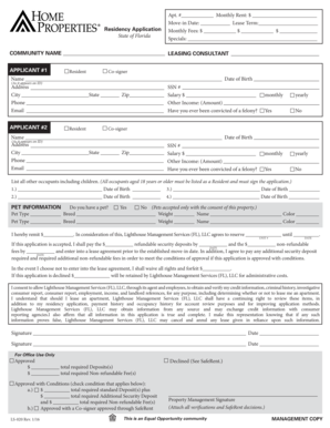 Florida Residential Lease Application
